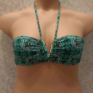 Joe Fresh Green Patterned Bikini Top
